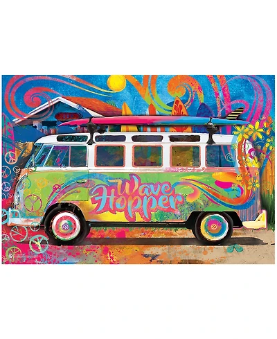 Eurographics Incorporated Volkswagen Wave Hopper Collectible Bus-Shaped Tin Puzzle, 550 Pieces