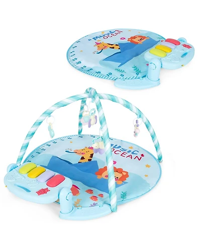 Costway Baby Gym Baby Play Mat Piano Gym w/ 5 Hanging Sensory Toys