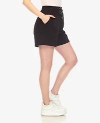 White Mark Women's Super Soft Drawstring Waistband Sweat Shorts
