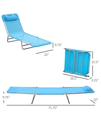 Outsunny Outdoor Folding Chaise Lounge Sun Recliner Beach Patio Lightweight Chair with Sturdy Durable Frame, Blue