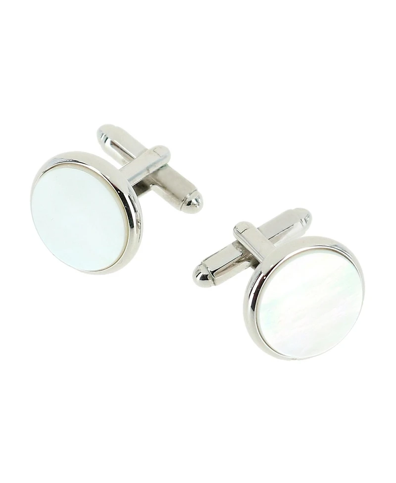 Trafalgar Sutton Round Mother of Pearl Rhodium Cufflinks