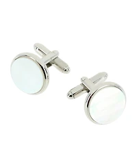 Trafalgar Sutton Round Mother of Pearl Rhodium Cufflinks