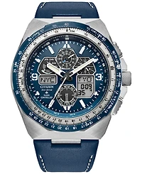 Citizen Eco-Drive Men's Chronograph Promaster Skyhawk Blue Leather Strap Watch 46mm