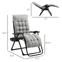 Outsunny Padded Zero Gravity Chair w/ Cup Holder Tray,