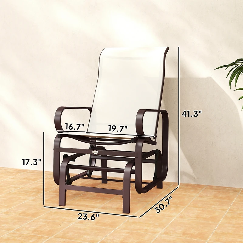 Outsunny Gliding Lounger Chair, Outdoor Swinging Chair with Smooth Rocking Arms and Lightweight Construction for Patio Backyard, Beige