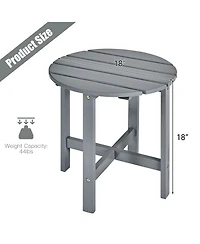 Costway 18'' Patio Round Side End Coffee Table Wooden Slat Garden Deck