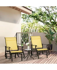 Outsunny 3pc Outdoor Gliding Chairs with Tea Table Set