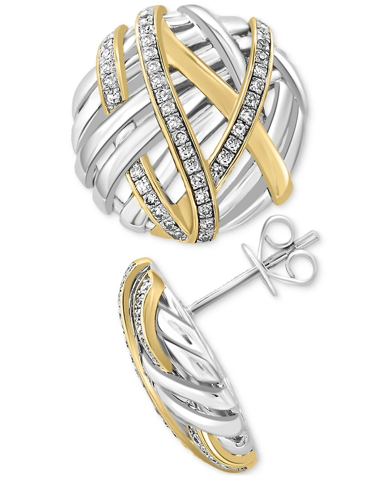 Effy Diamond Intertwining Stud Earrings (1/3 ct. t.w.) in Sterling Silver & 14k Gold-Plate