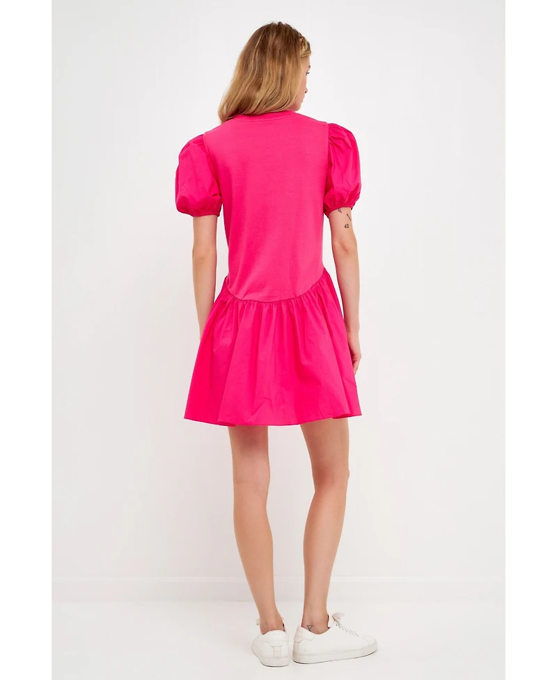 English Factory Women's Mixed Media Babydoll Dress