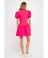 English Factory Women's Mixed Media Babydoll Dress