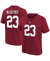 Big Boys Nike Christian McCaffrey Scarlet San Francisco 49ers Player Name and Number T-shirt