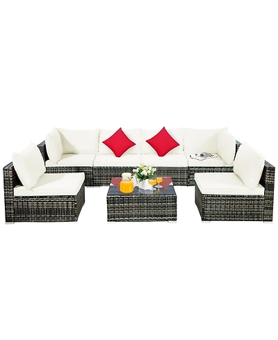 Costway 7PCS Patio Rattan Furniture Set Sectional Sofa Garden