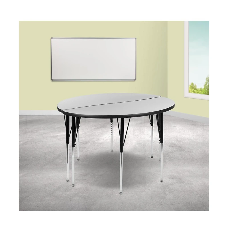 Emma+Oliver 2 Piece 47.5" Circle Wave Collaborative Adjustable Activity Table Set