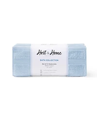 Host and Home Washcloths (12 Pack), Solid Color Options, 13x13 in, Double Stitched Edges, 600 Gsm, Soft Ringspun Cotton, Stylish Striped Dobby Border