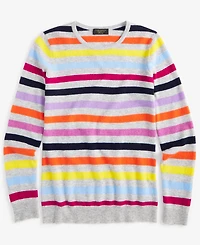 Charter Club Women's 100% Cashmere Striped Crewneck Sweater, Created for Macy's