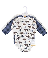 Hudson Baby Boys Cozy Quilted Cotton Long-Sleeve Onesies