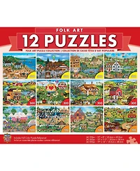 MasterPieces Folk Art Jigsaw Puzzle Collection - 12 Pack for Adults