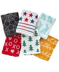 Skl Home Holidays Cotton Jacquard Hand Towel 6 Piece Set, 25" x 16"