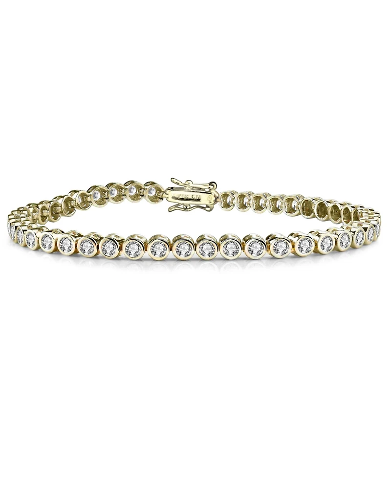 Rachel Glauber Cubic Zirconia Round Bezel 3mm Set Plating Options Bracelet