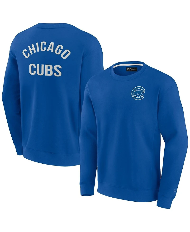 Men's and Women's Fanatics Signature Royal Chicago Cubs Super Soft Pullover Crew Sweatshirt
