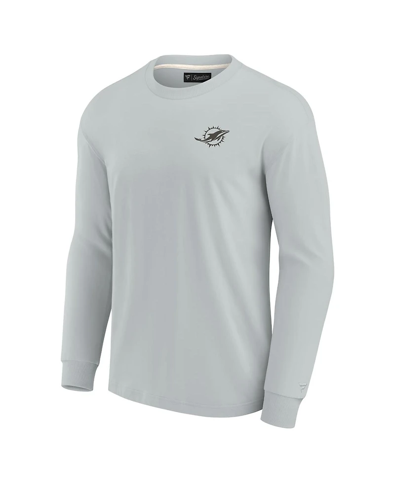 Men's and Women's Fanatics Signature Gray Miami Dolphins Super Soft Long Sleeve T-shirt