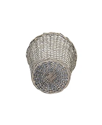Household Essentials Wicker Waste Basket, Willow Weave Painted Includes Plastic Liner