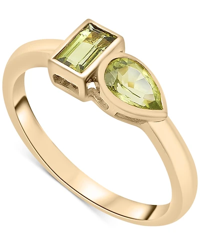 Audrey by Aurate Peridot (3/8 ct. t.w.) & Green Tourmaline Ring (1/3 ct. t.w.) Bezel Ring in Gold Vermeil, (Also available in Morganite & Pink Topaz)