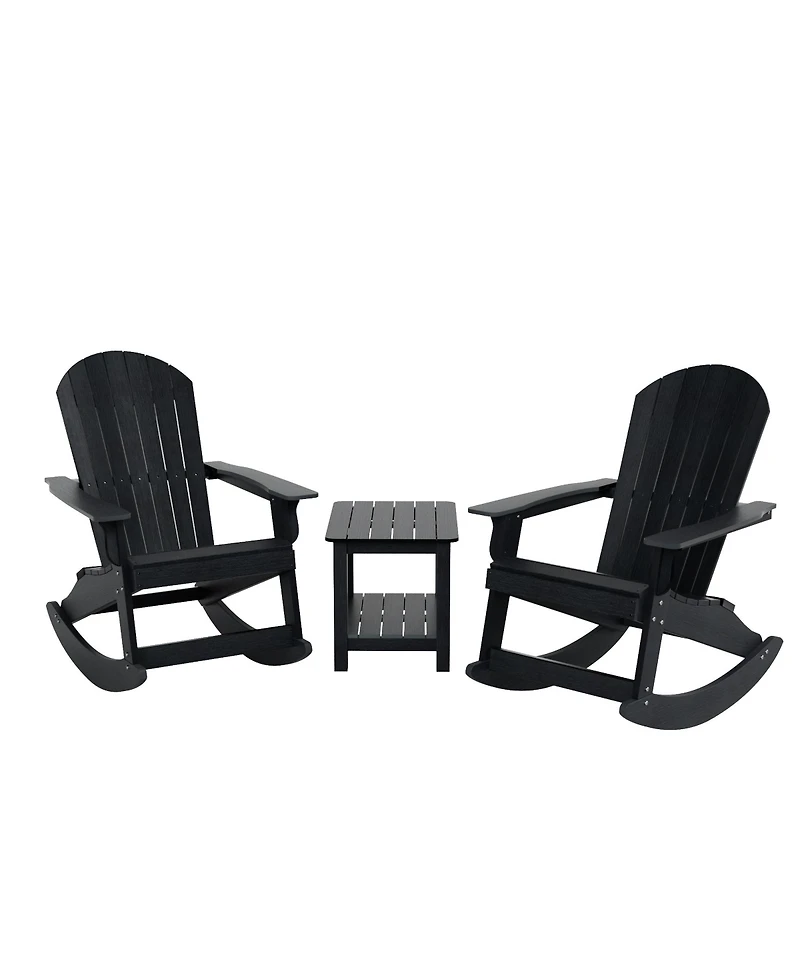 WestinTrends 3-Piece Outdoor Patio Adirondack Rocking Chair with Side Table Set