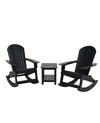WestinTrends 3-Piece Outdoor Patio Adirondack Rocking Chair with Side Table Set