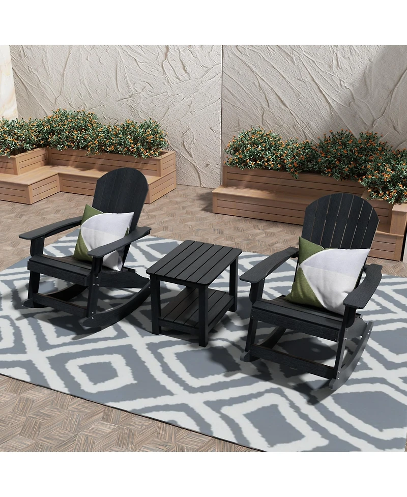 WestinTrends 3-Piece Outdoor Patio Adirondack Rocking Chair with Side Table Set