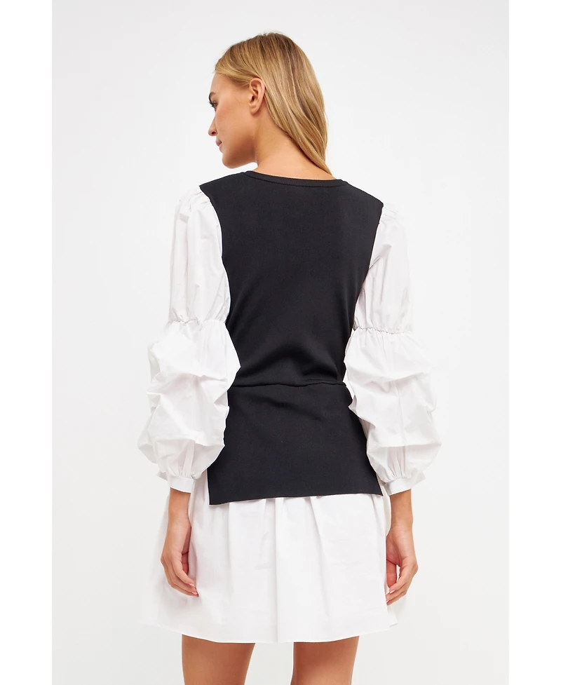 English Factory Women's Mixed Media Mini Dress