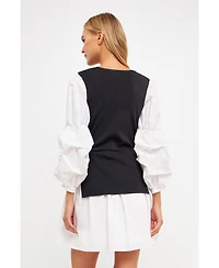 English Factory Women's Mixed Media Mini Dress