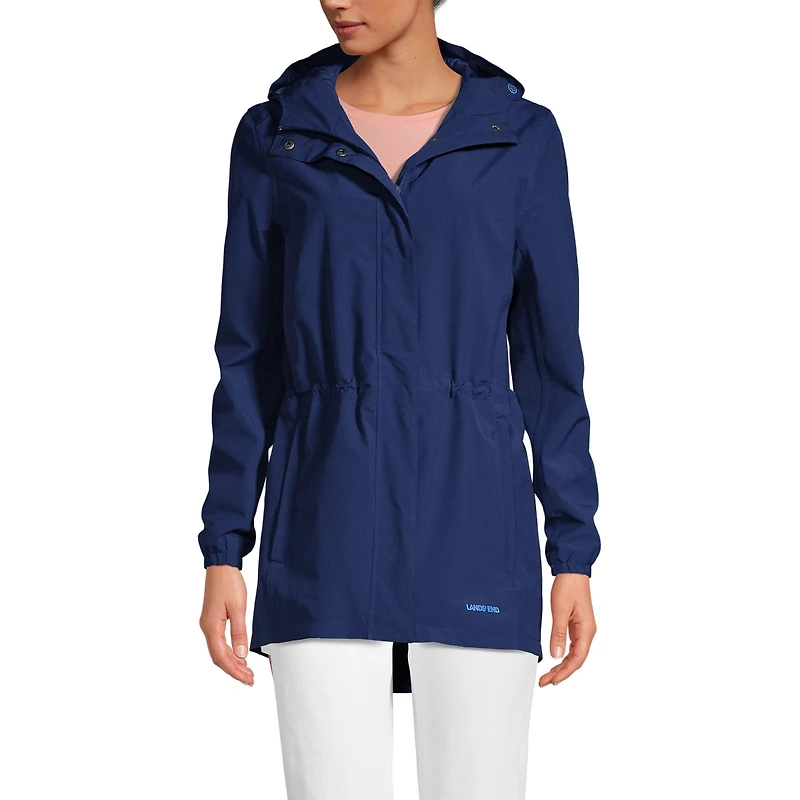 Lands' End Women's Tall Waterproof Hooded Packable Raincoat