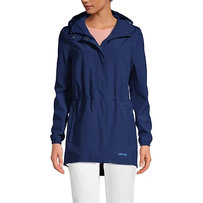 Lands' End Women's Tall Waterproof Hooded Packable Raincoat