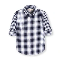 Hope & Henry Boys Organic Long Sleeve Stretch Poplin Roll-Up Button Down Shirt