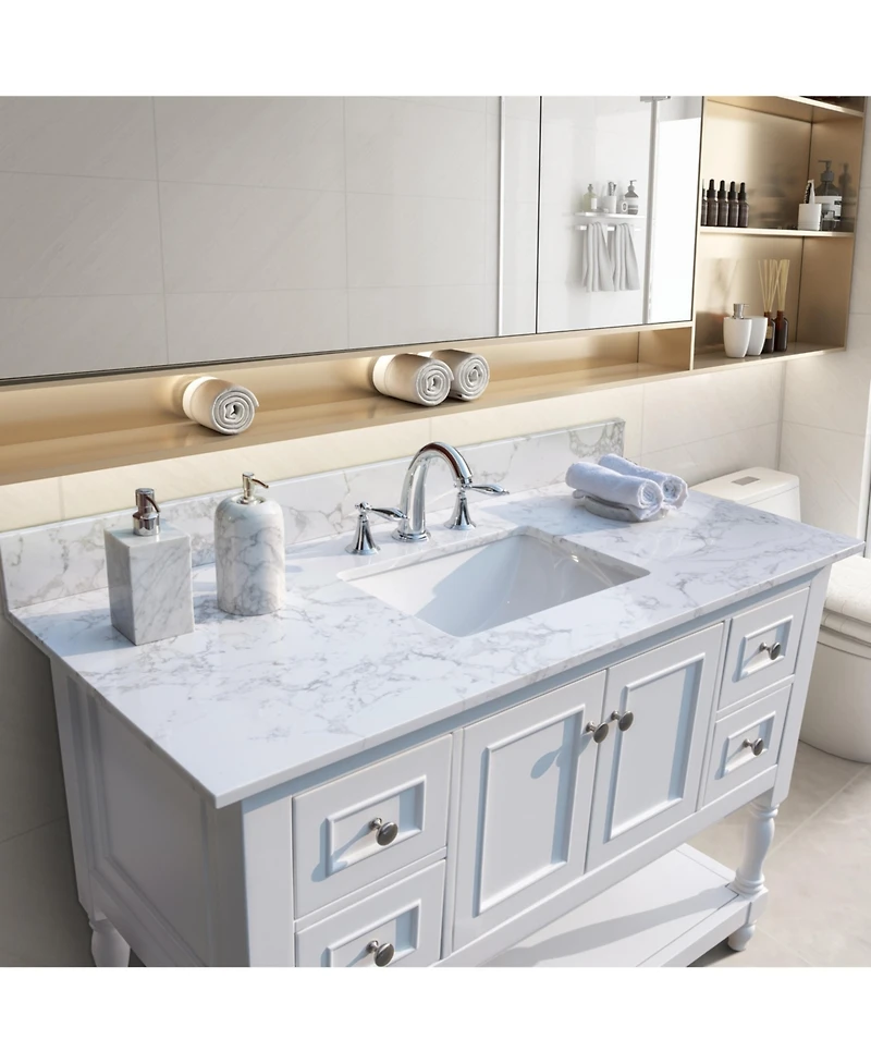 Streamdale Furniture 43 X 22 Bathroom Stone Vanity Top Engineered Stone Carrara Marble