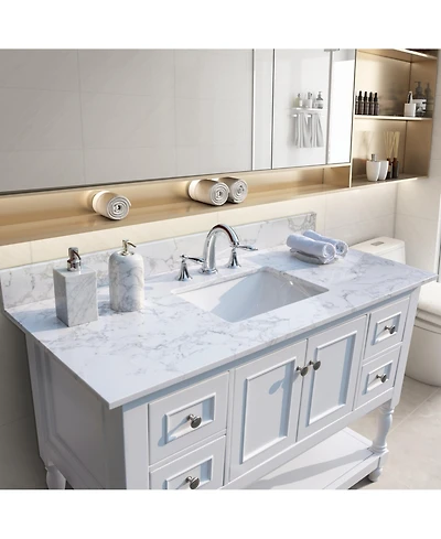Streamdale Furniture 43 X 22 Bathroom Stone Vanity Top Engineered Stone Carrara Marble