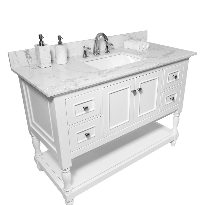 Streamdale Furniture 43 X 22 Bathroom Stone Vanity Top Engineered Stone Carrara Marble