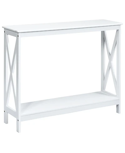 2-Tier Console Table x-Design Bookshelf Sofa Side Accent Table