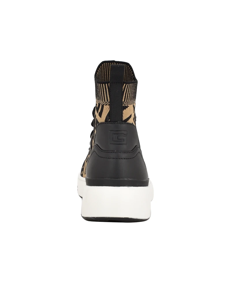 Guess Women's Mannen Knit Hi-Top Lace-Up Fashion Sneakers