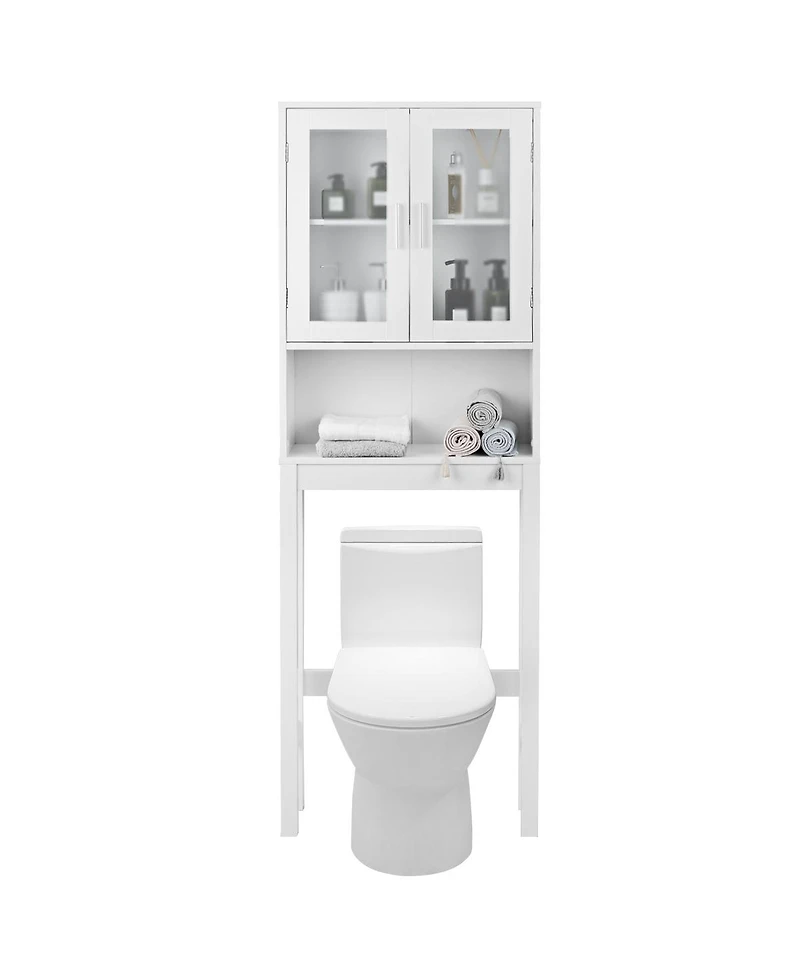 Wooden Over The Toilet Storage Cabinet Spacesaver Organizer Bathroom Tower Rack