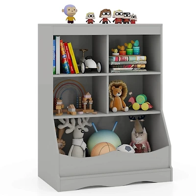 34.5" Kids Bookshelf with Anti-Tipping Kits Multi-functional Display Rack