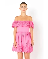 endless rose Women's Scalloped Off The Shoulder Mini Dress