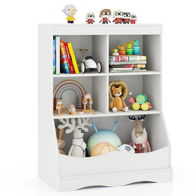 34.5" Kids Bookshelf with Anti-Tipping Kits Multi-functional Display Rack