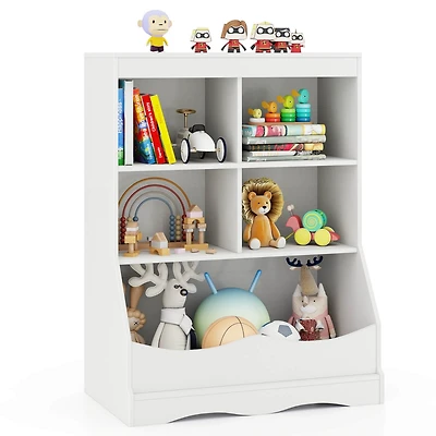 34.5" Kids Bookshelf with Anti-Tipping Kits Multi-functional Display Rack