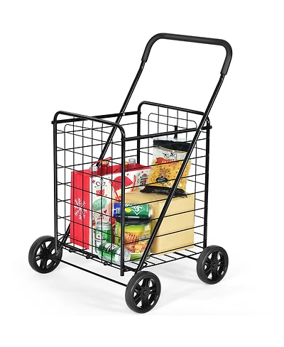 Costway Folding Shopping Cart Utility Trolley Portable For Grocery Laundry Travel
