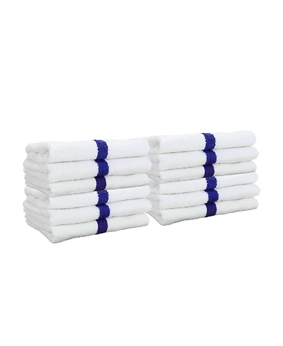 Power Gym Hand Towels (12 Pack), 16x27, White with Colored Stripe, 100% Ring-Spun Cotton