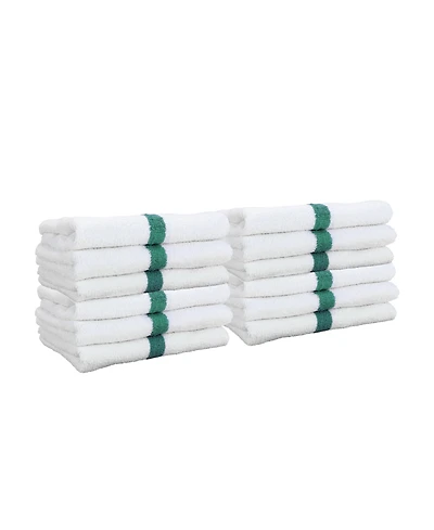Power Gym Hand Towels (12 Pack), 16x27, White with Colored Stripe, 100% Ring-Spun Cotton