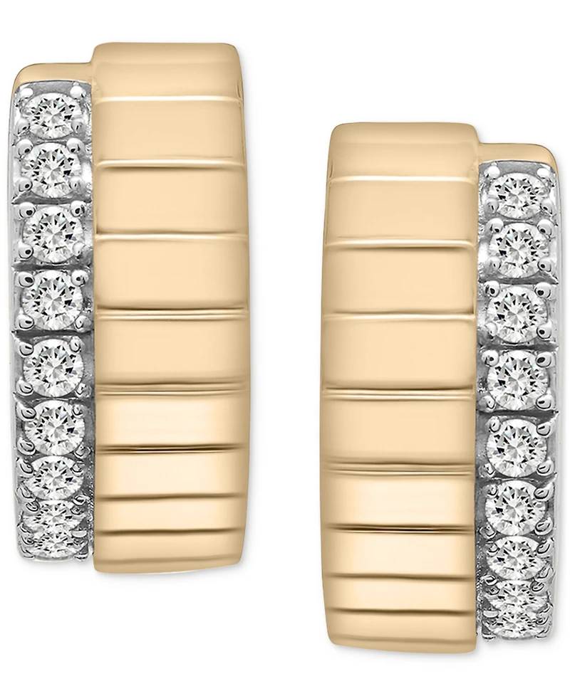 Audrey by Aurate Diamond Edge Small Huggie Hoop Earrings (1/6 ct. t.w.) in Gold Vermeil, Created for Macy's