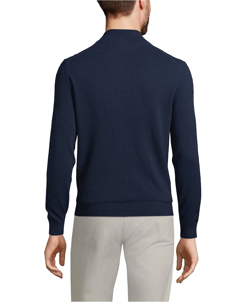 Lands' End Men's Fine Gauge Cashmere Quarter Zip Sweater